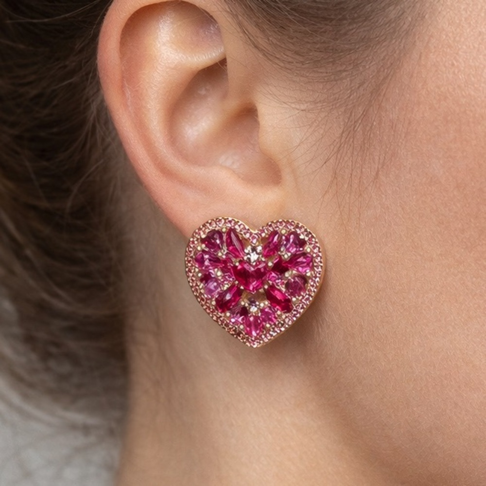 Pink Heart Shaped Earrings
